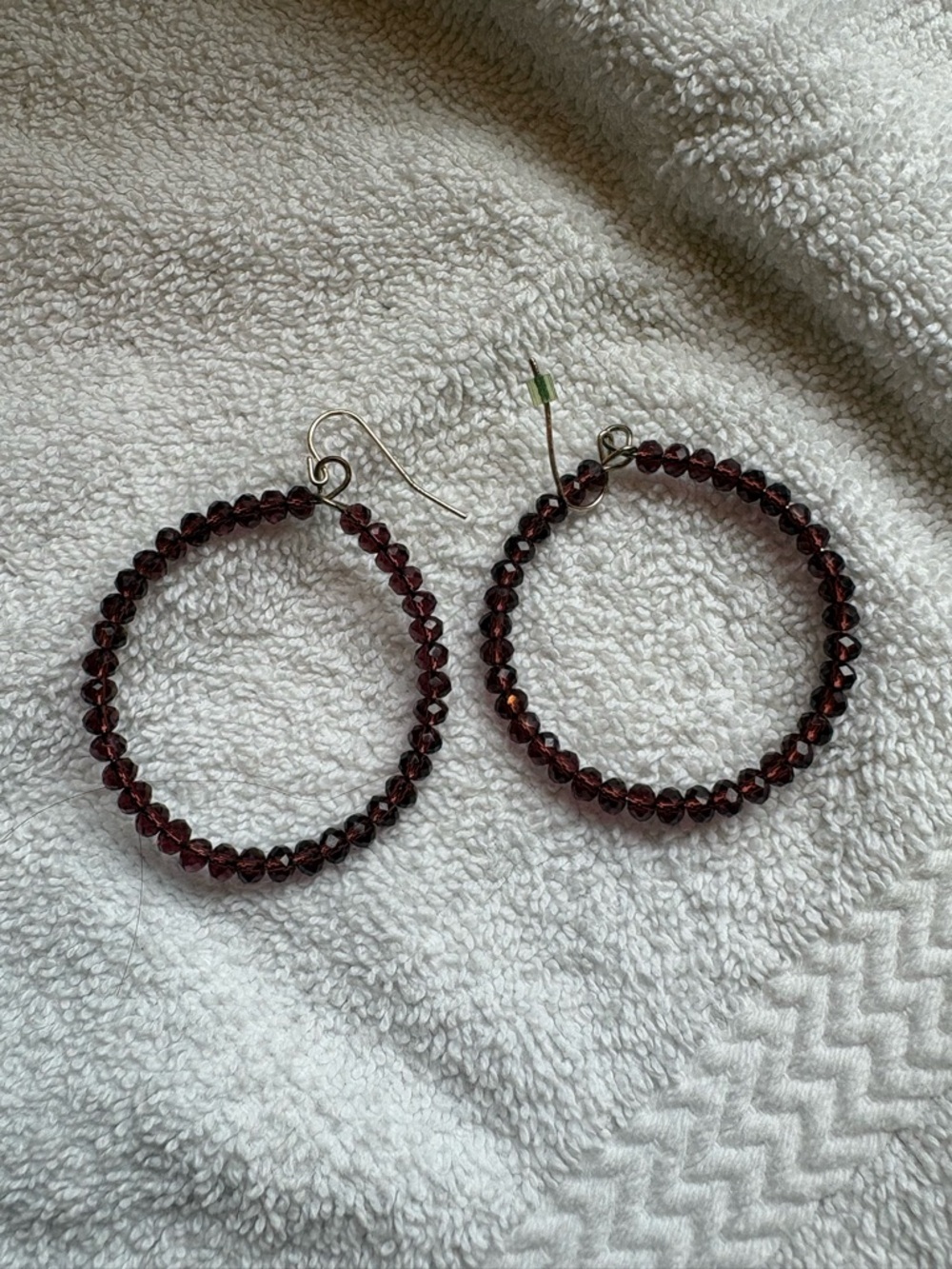 💜✨ Plum Crystal Beaded Hoop Earrings ✨💜